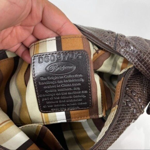 Brighton Ziptop Embossed Buckle Hobo Shoulder Bag - Picture 8 of 11